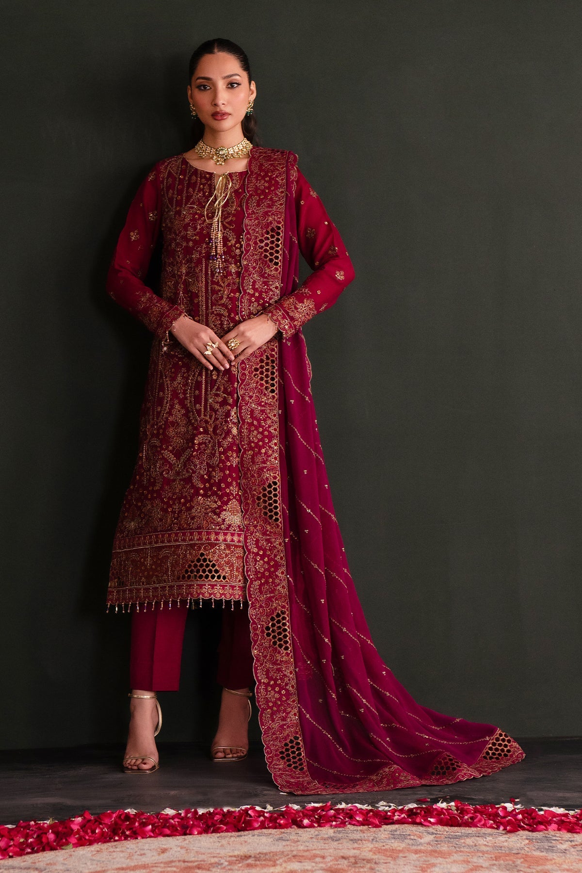 Nishta | Nooresha By Emaan Adeel | Embroidered 3 Piece Chiffon Suit Stitched | Eid 2025