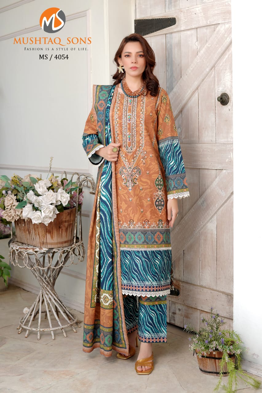 Stitched 3 Piece printed With Embroidered Winter khaddar Bana Dora Collection '24 MS 4054