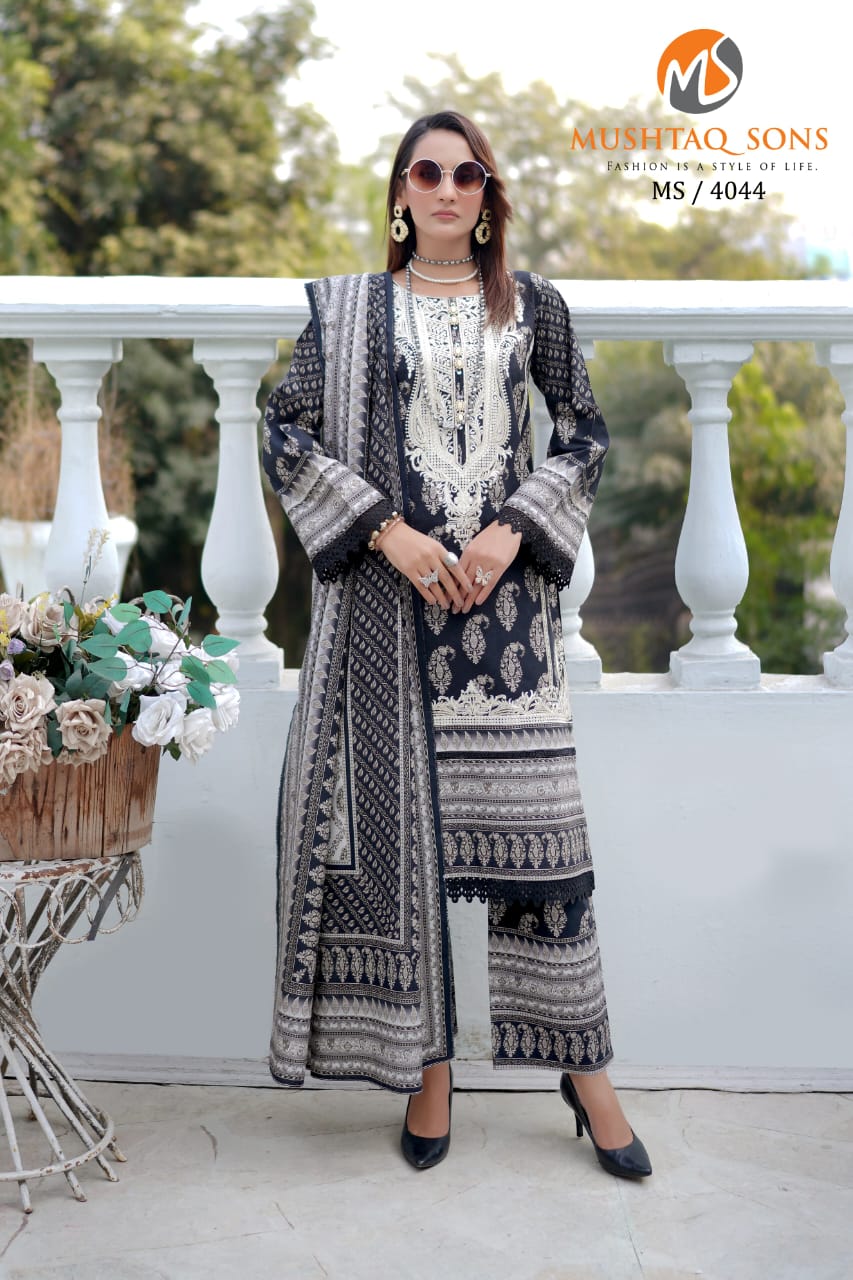 Stitched 3 Piece printed With Embroidered Winter khaddar Bana Dora Collection '24 MS 4044