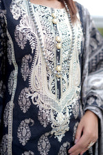 Stitched 3 Piece printed With Embroidered Winter khaddar Bana Dora Collection '24 MS 4044