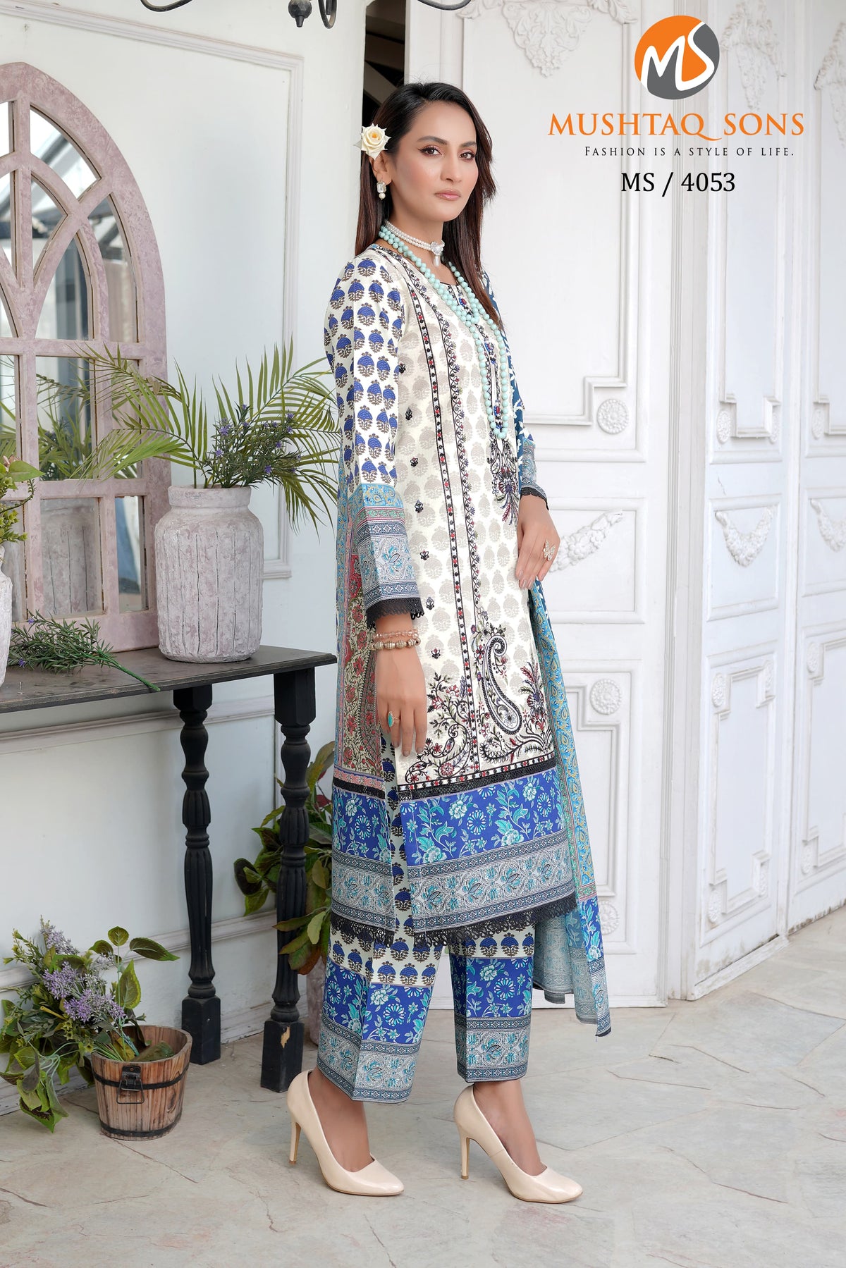 Stitched 3 Piece printed With Embroidered Winter khaddar Bana Dora Collection '24 MS 4053