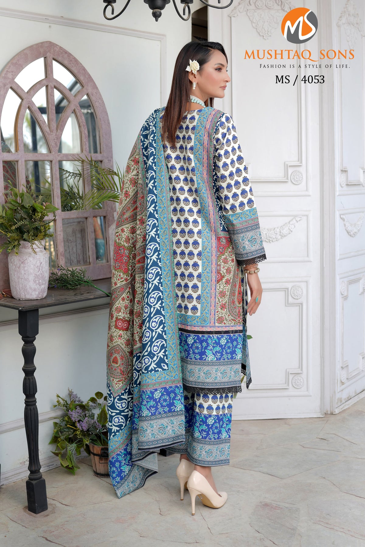 Stitched 3 Piece printed With Embroidered Winter khaddar Bana Dora Collection '24 MS 4053