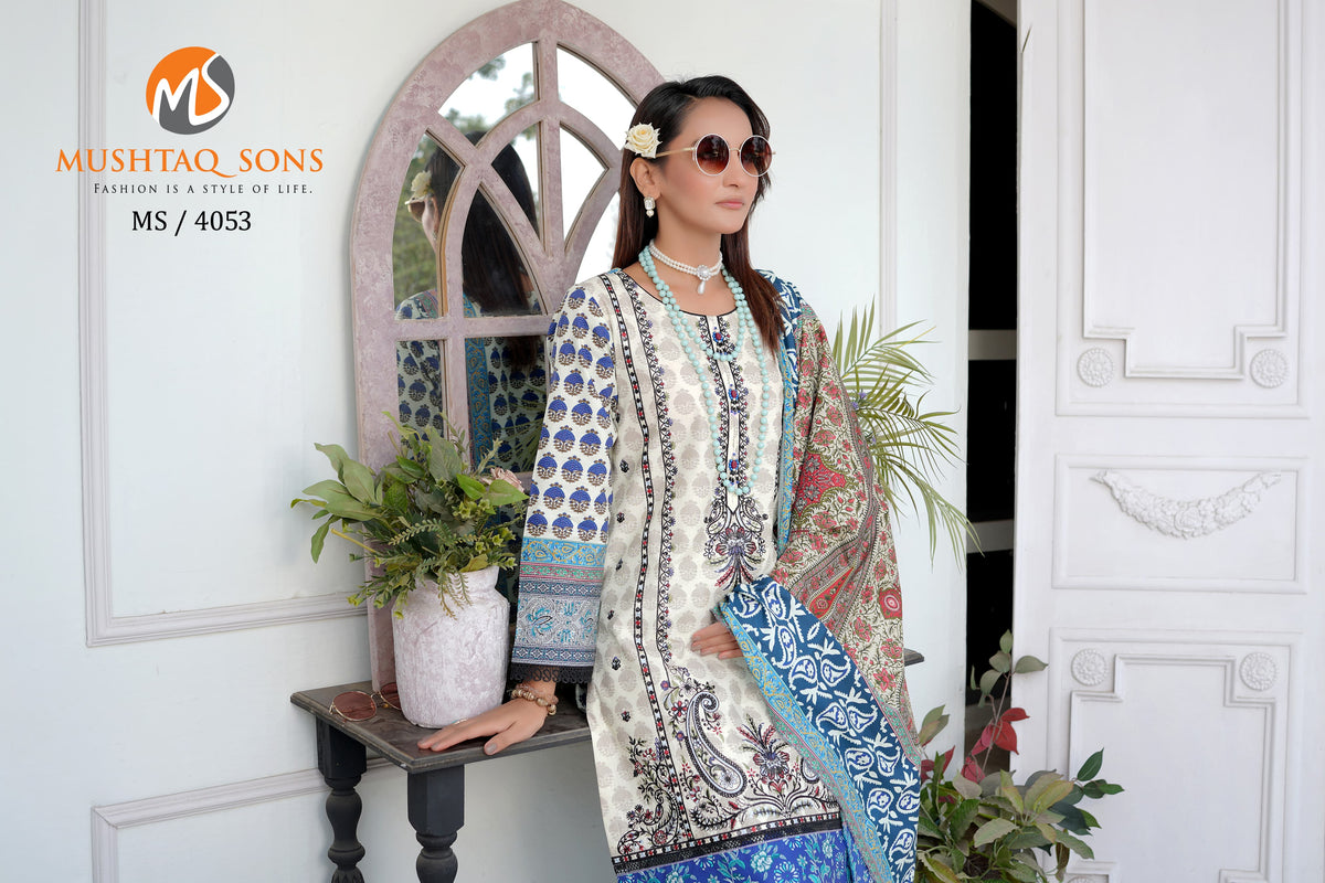 Stitched 3 Piece printed With Embroidered Winter khaddar Bana Dora Collection '24 MS 4053