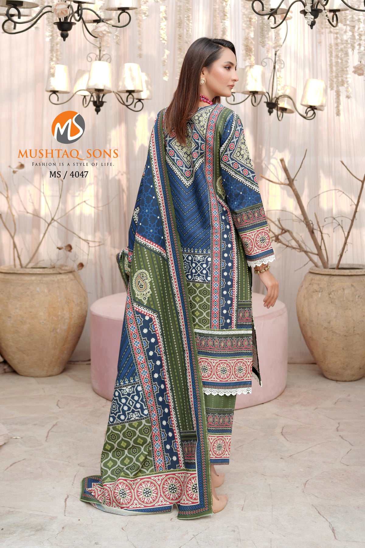 Stitched 3 Piece printed With Embroidered Winter khaddar Bana Dora Collection '24 MS 4047