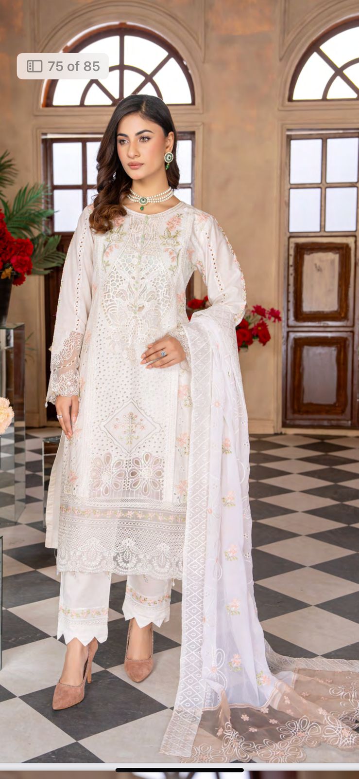 Ready to wear 3 piece Embroidered chikankari Lawn Cotton Suit