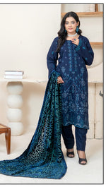 Winter Collection Dhanak Blue with Palachi shawl 3Pc