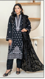 Winter Collection Dhanak Black with Palachi shawl 3Pc