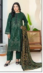 Winter Collection Dhanak Green with Palachi shawl 3Pc