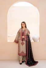 Winter Luxury 3 Piece Embroidered Mishaal Karma CollectionLIGHT OAT SKU:KC-1533
