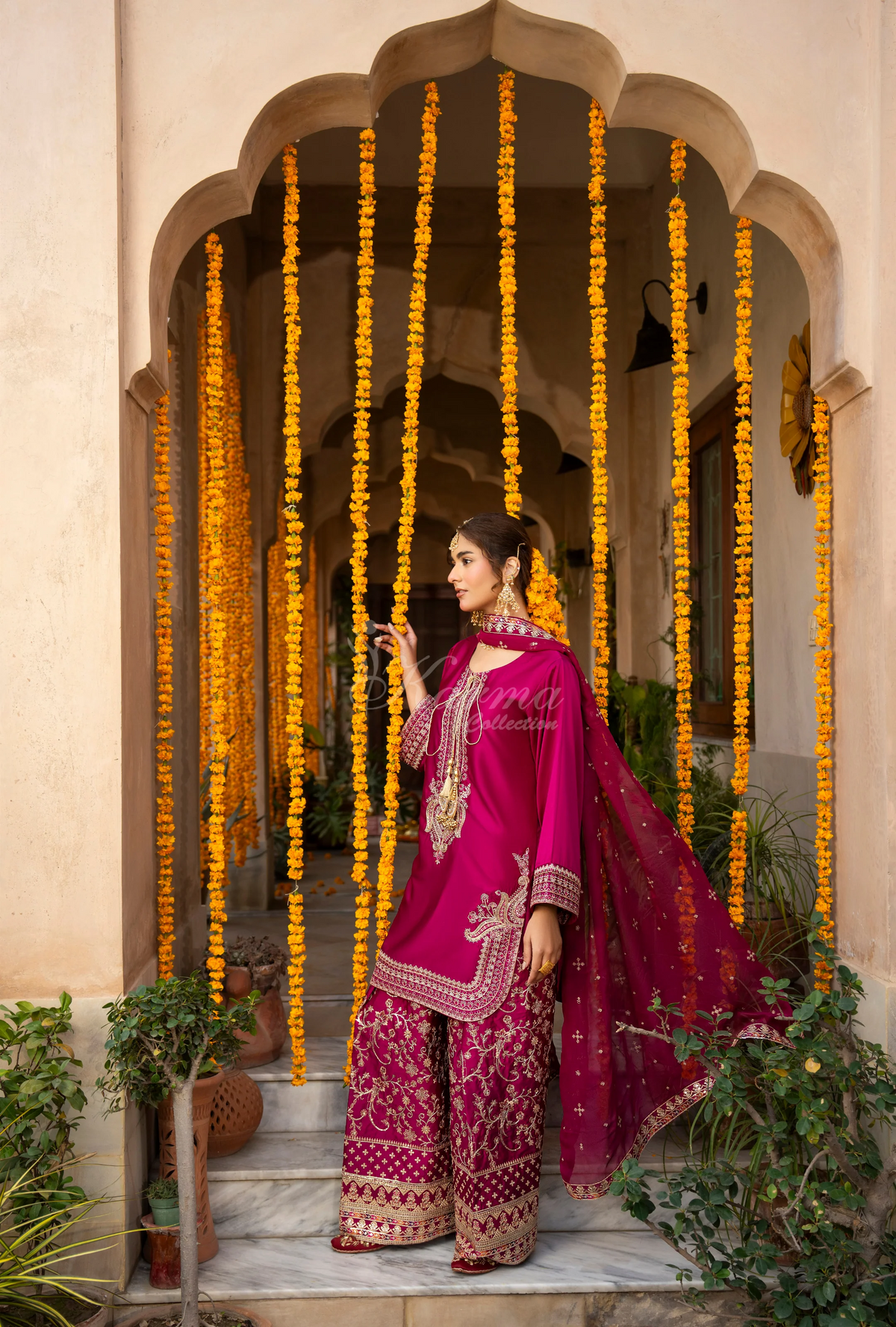 Chiffon 3 Piece Embroidered Hayat Karma Collection BOTTLE GREEN F-493