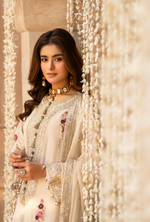 Chiffon 3 Piece Embroidered Hayat Karma Collection WARM IVORY F-496