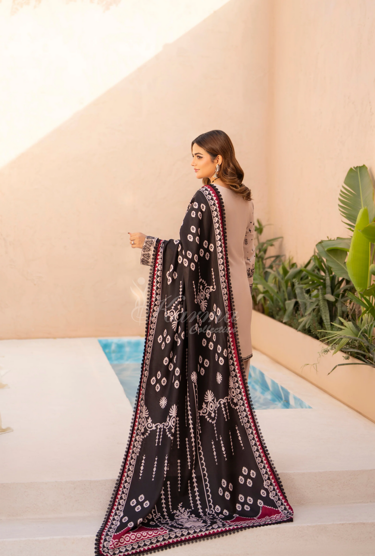 Winter Luxury 3 Piece Embroidered Mishaal Karma CollectionALMOND SKU:KC-1531