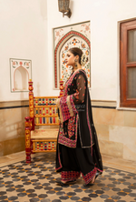 Chiffon 3 Piece Embroidered Hayat Karma Collection PITCH BLACK F-492