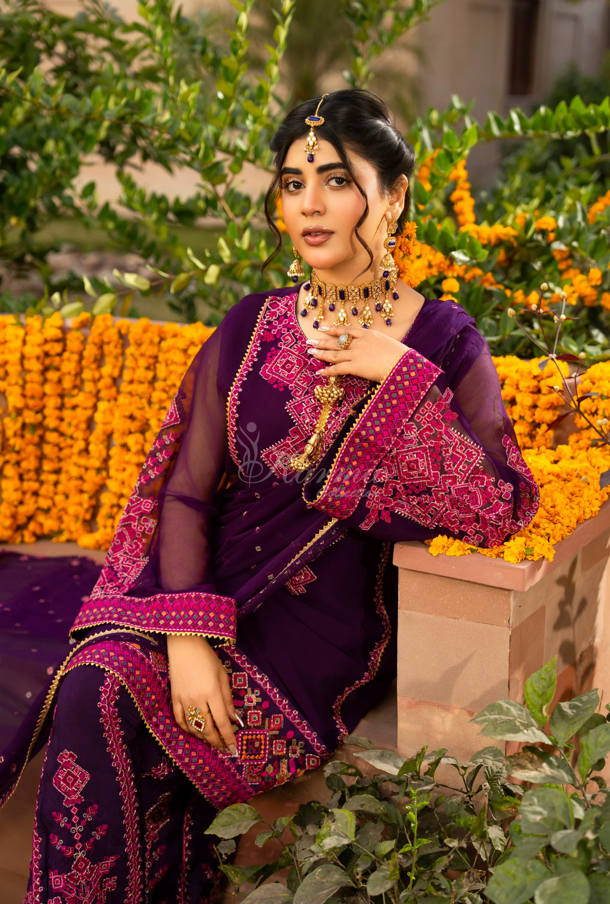 Chiffon 3 Piece Embroidered Hayat Karma Collection MAGENTA F-494