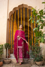 Chiffon 3 Piece Embroidered Hayat Karma Collection BOTTLE GREEN F-493