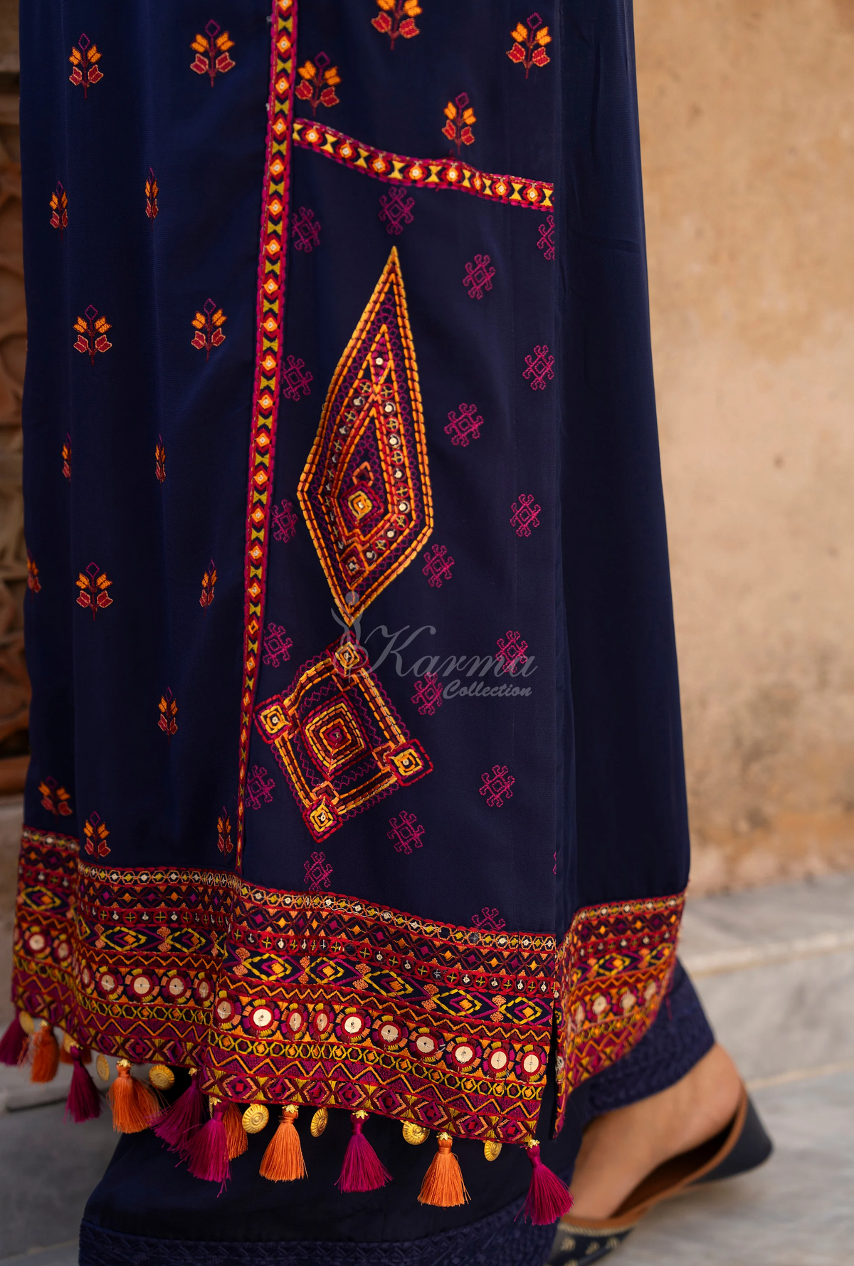 Chiffon 3 Piece Embroidered Hayat Karma Collection DARK SAPPHIRE F-495