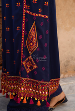 Chiffon 3 Piece Embroidered Hayat Karma Collection DARK SAPPHIRE F-495