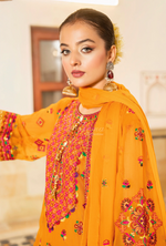 Chiffon 3 Piece Embroidered Hayat Karma Collection GOLDENROD F-492