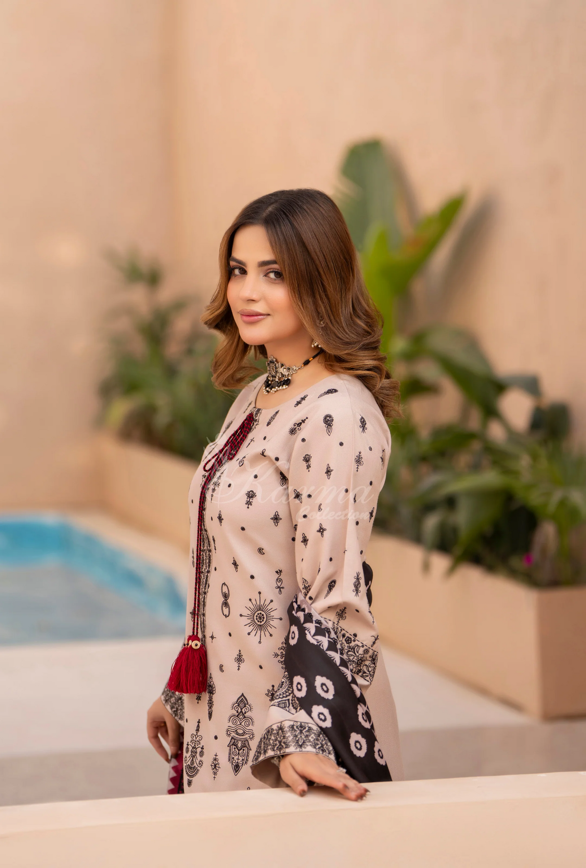 Winter Luxury 3 Piece Embroidered Mishaal Karma CollectionALMOND SKU:KC-1531