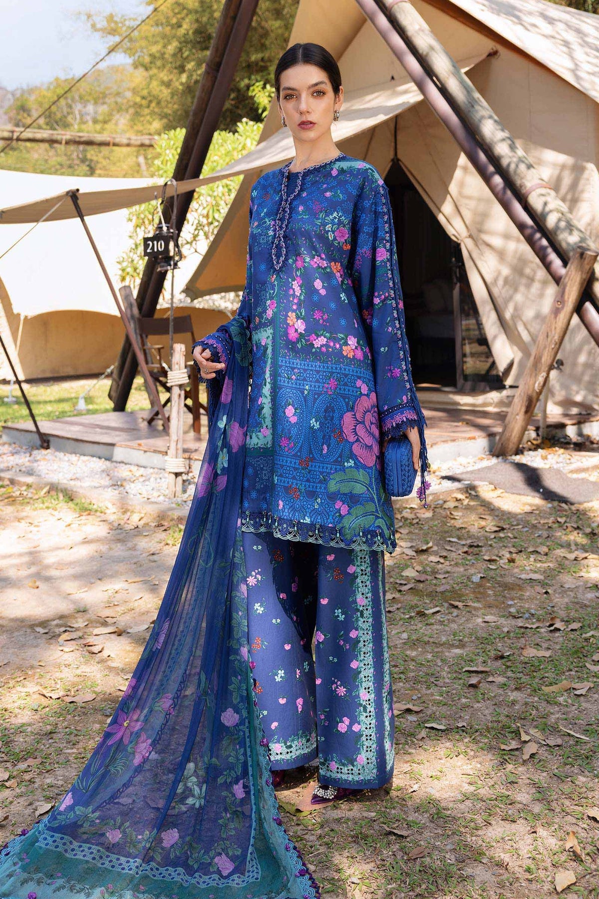 M Prints by Maria B Stitched Lawn 3 Piece Suit D-04 B - Summer Collection