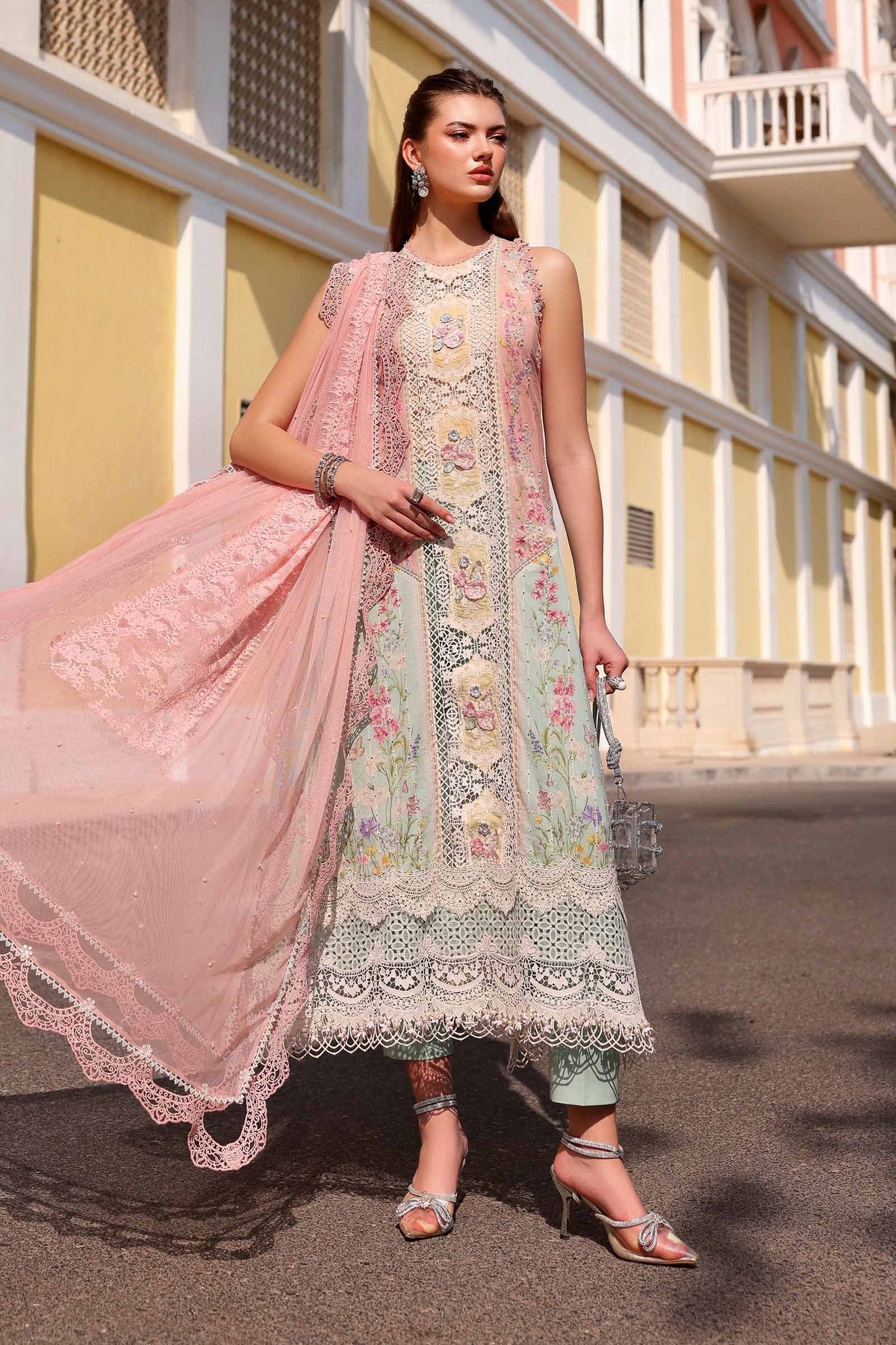 Maria B Stitched Embroidered Luxury Lawn 3 Piece Suit D-2606-A- Eid Collection