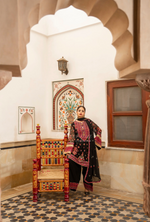 Chiffon 3 Piece Embroidered Hayat Karma Collection PITCH BLACK F-492