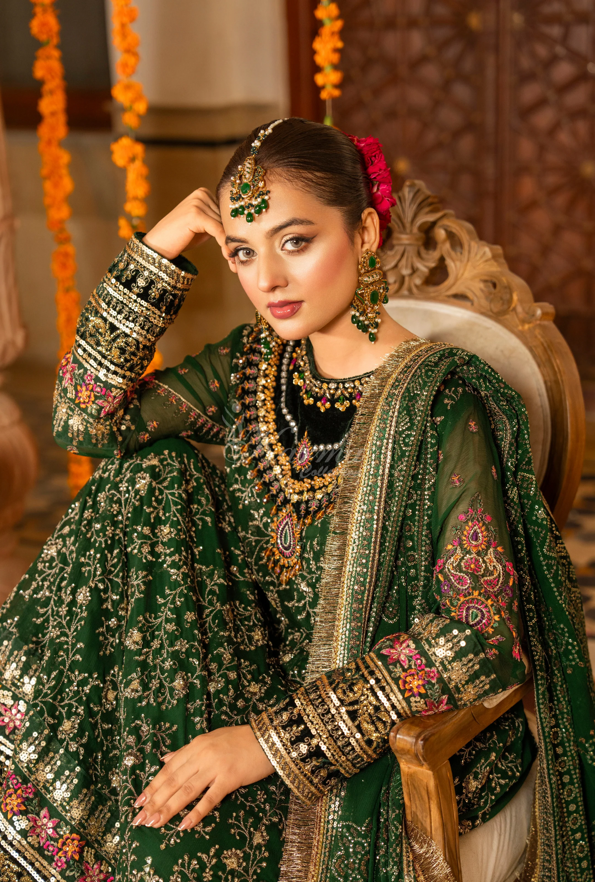 Festive Edit 2026 Karma Collection JAHAN-ARA KELLY GREEN F-499