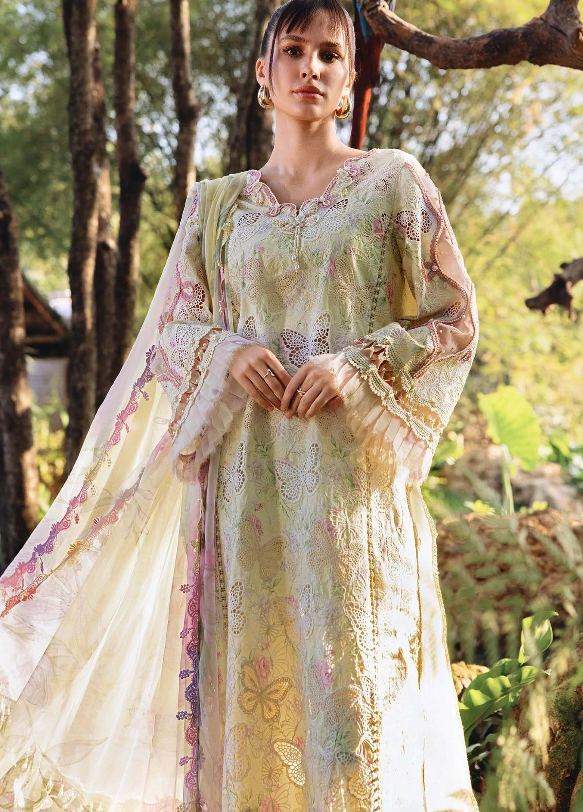 M Prints by Maria B Stitched Lawn 3 Piece Suit D-01 B - Summer Collection