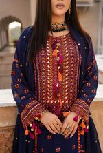 Chiffon 3 Piece Embroidered Hayat Karma Collection DARK SAPPHIRE F-495