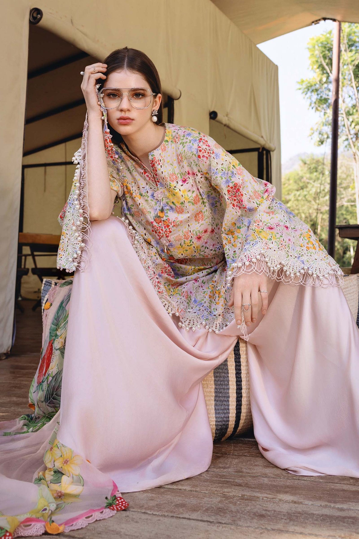 M Prints by Maria B Stitched Lawn 3 Piece Suit D-14 A - Summer Collection