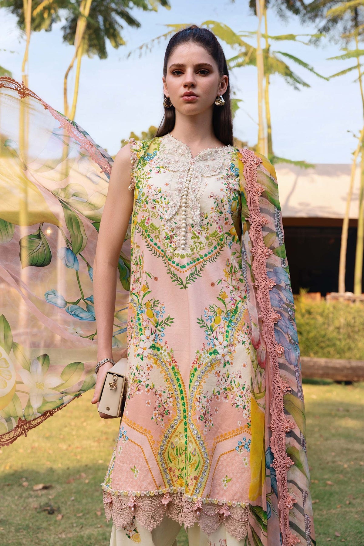 M Prints by Maria B Stitched Lawn 3 Piece Suit D-08 A - Summer Collection