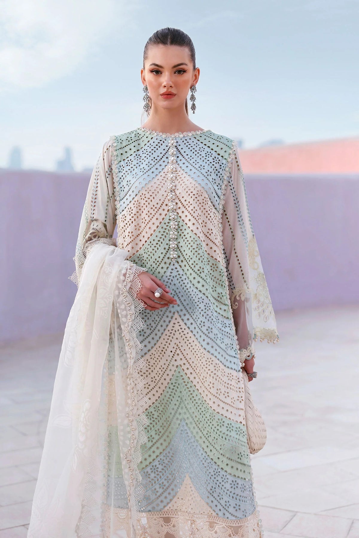 Maria B Stitched Embroidered Luxury Lawn 3 Piece Suit D-2612-A- Eid Collection