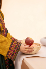 Winter Luxury 3 Piece Embroidered Mishaal Karma CollectionMUSTARD GOLD SKU:KC-1535