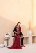 Winter Luxury 3 Piece Embroidered Mishaal Karma CollectionBLOODSTONE SKU:KC-1532