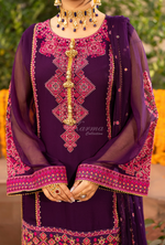 Chiffon 3 Piece Embroidered Hayat Karma Collection MAGENTA F-494
