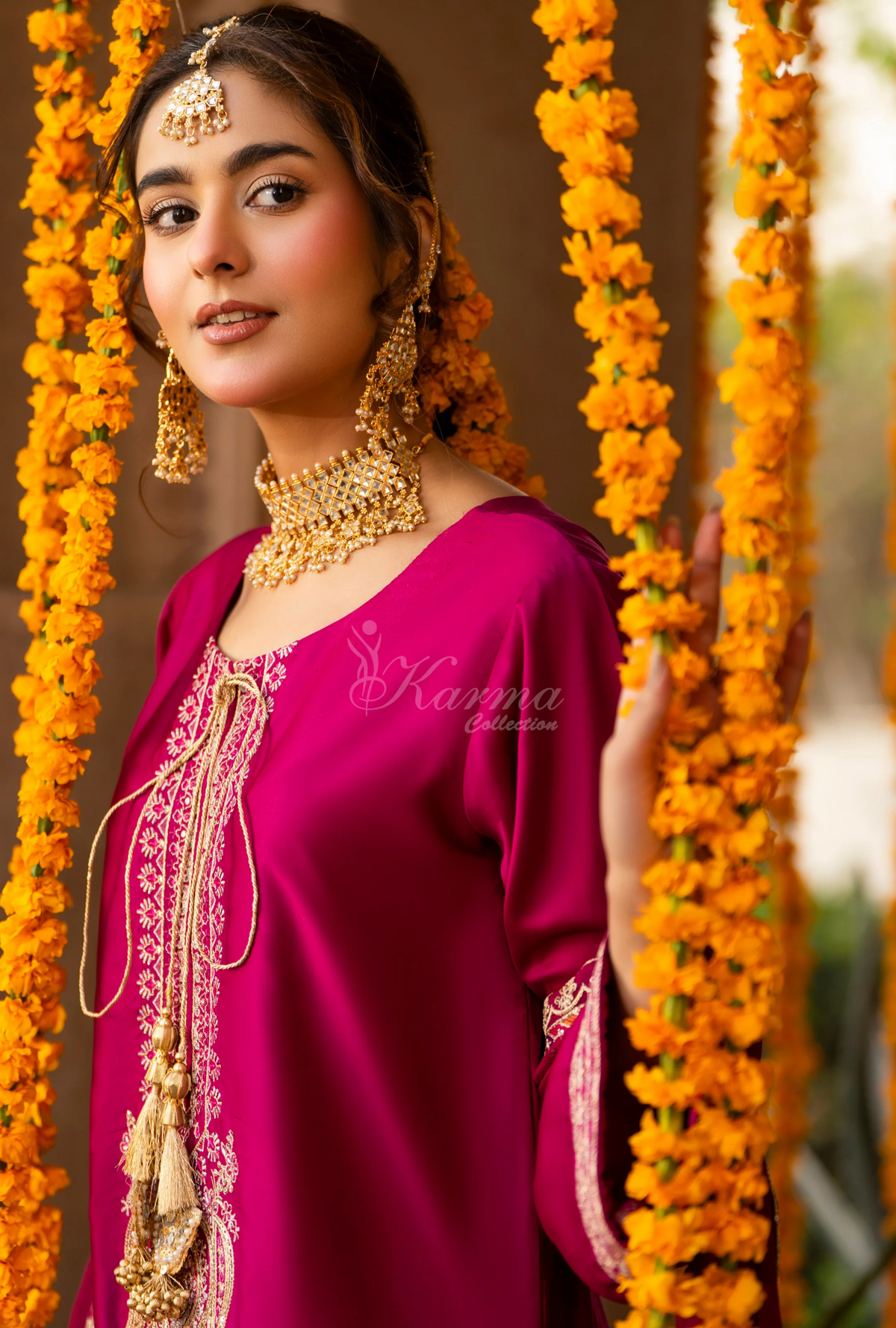 Chiffon 3 Piece Embroidered Hayat Karma Collection BOTTLE GREEN F-493