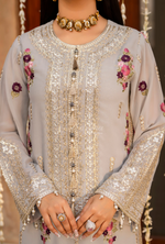 Chiffon 3 Piece Embroidered Hayat Karma Collection GLACIER BLUE F-496