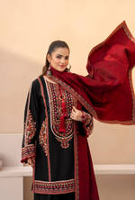 Winter Luxury 3 Piece Embroidered Mishaal Karma CollectionBLOODSTONE SKU:KC-1532