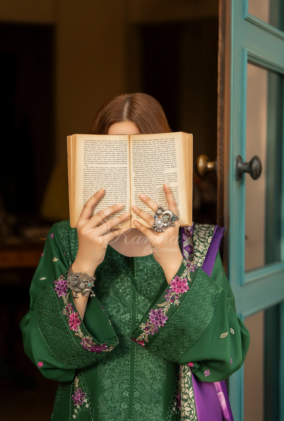 Karma Collection Winter Luxury Edition 3 Piece Embroidered Kotrai JADE Shirt with Dupatta & Shalwar for Elegant Outfits KC-1526