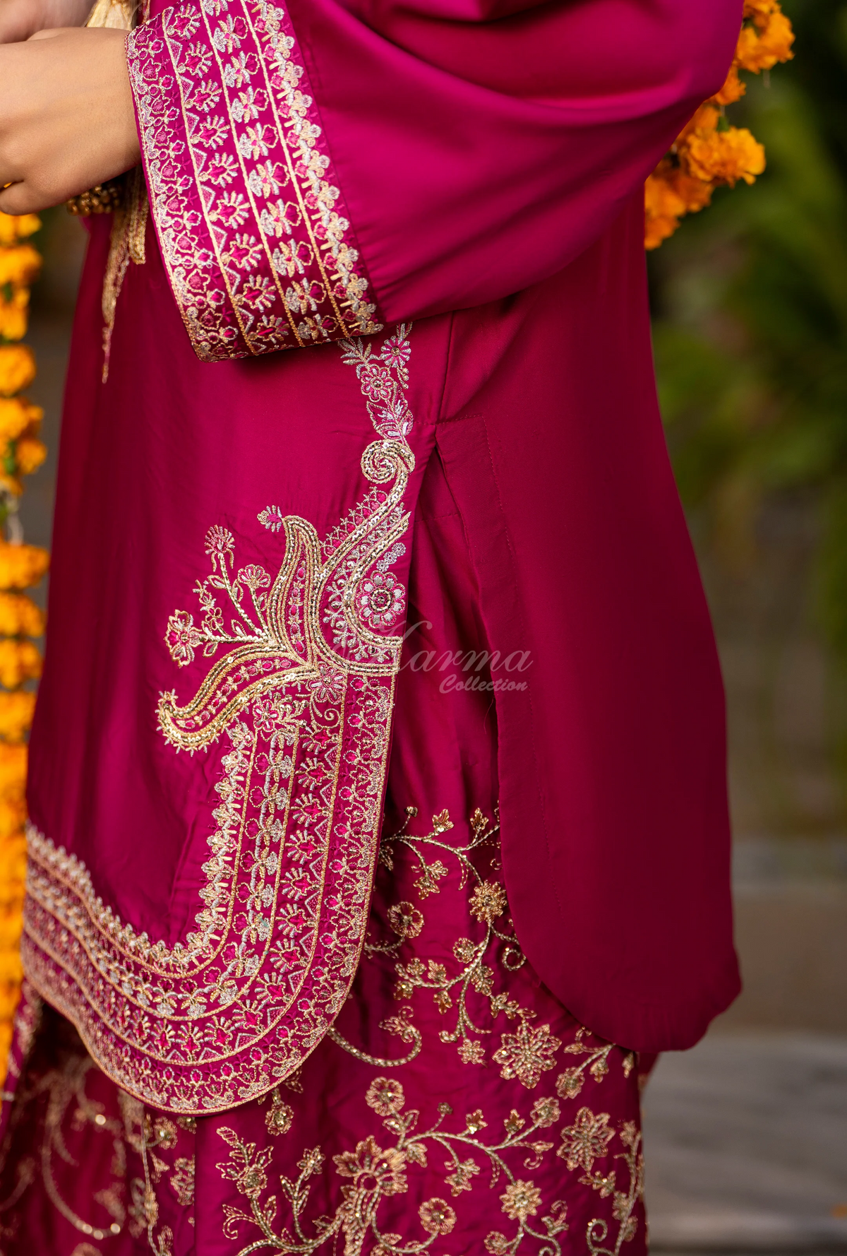 Chiffon 3 Piece Embroidered Hayat Karma Collection BOTTLE GREEN F-493