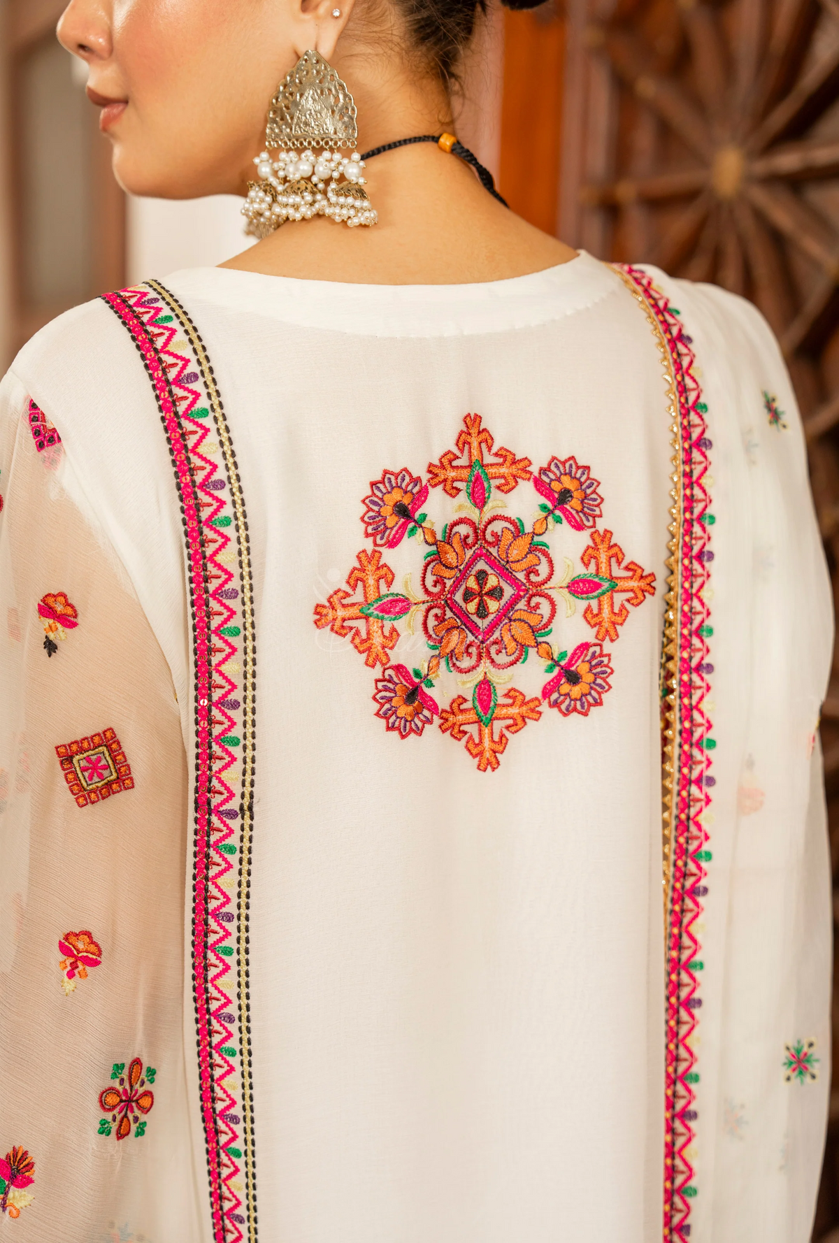 Chiffon 3 Piece Embroidered Hayat Karma Collection CHALK WHITE F-492