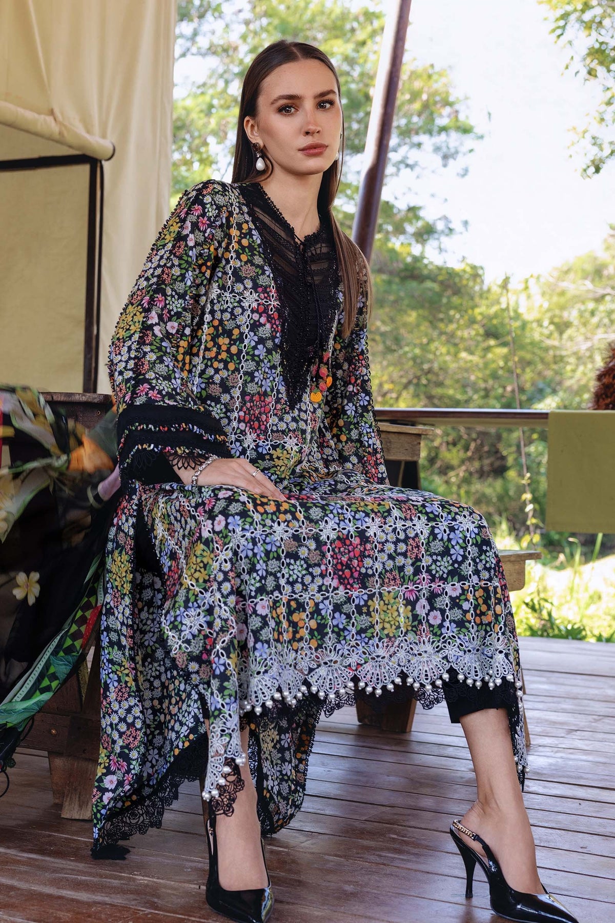 M Prints by Maria B Stitched Lawn 3 Piece Suit D-14 B - Summer Collection