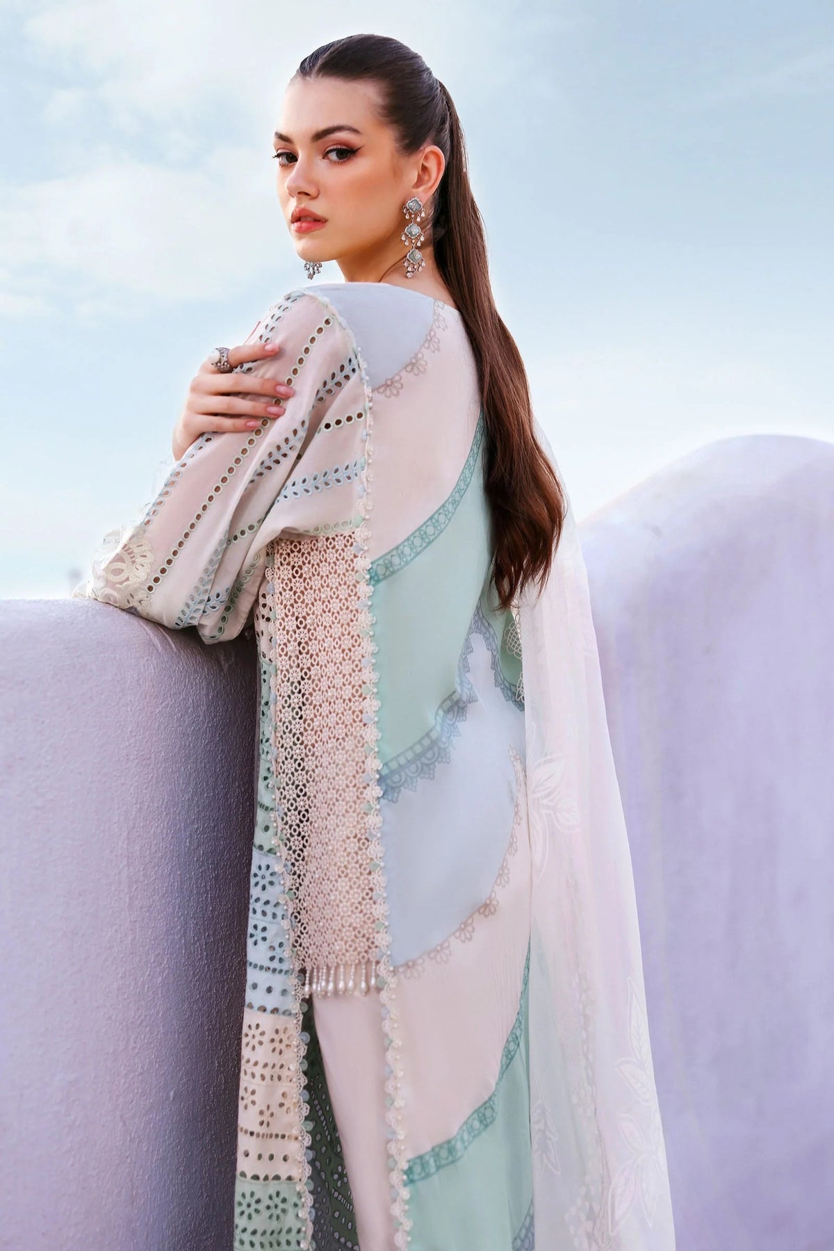 Maria B Stitched Embroidered Luxury Lawn 3 Piece Suit D-2612-A- Eid Collection