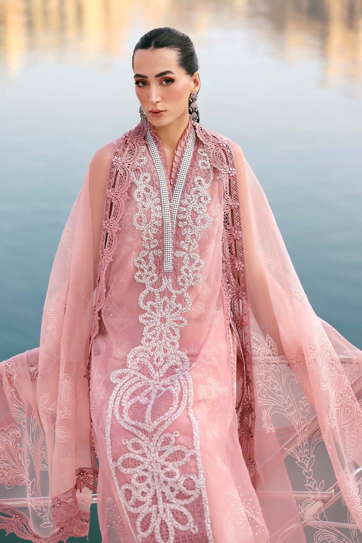Maria B Stitched Embroidered Luxury Lawn 3 Piece Suit D-2604-B- Eid Collection