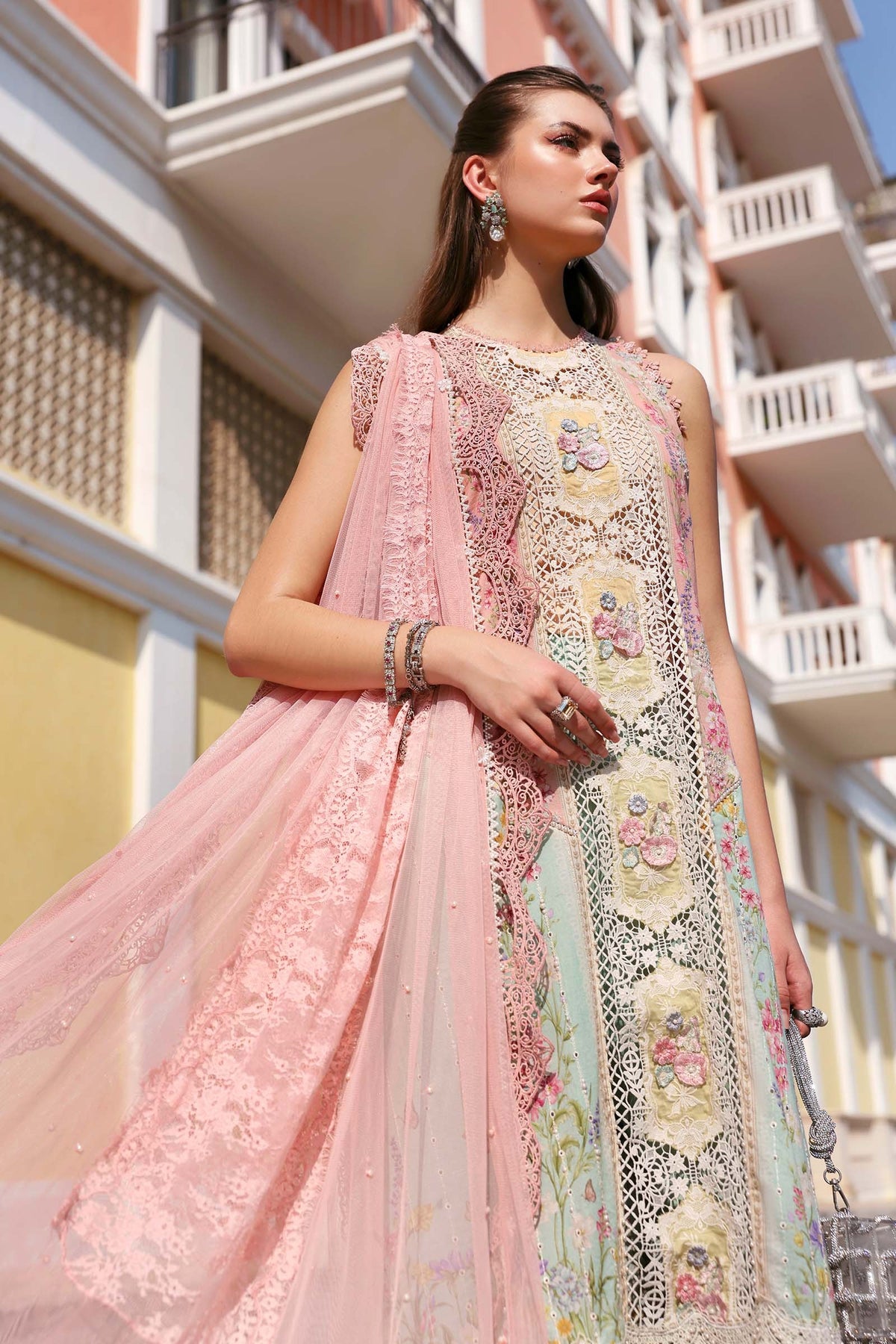Maria B Stitched Embroidered Luxury Lawn 3 Piece Suit D-2606-A- Eid Collection