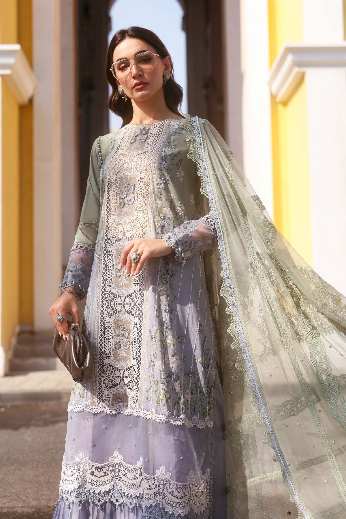 Maria B Stitched Embroidered Luxury Lawn 3 Piece Suit D-2606-B- Eid Collection