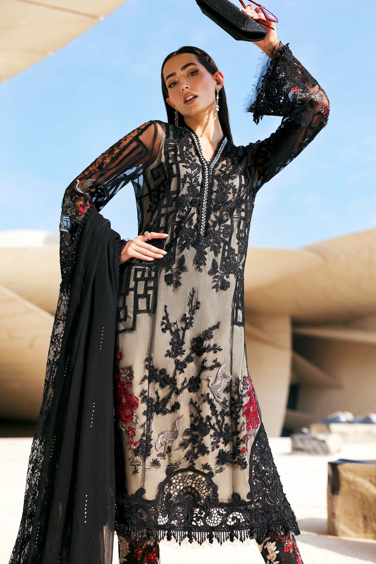 Maria B Stitched Embroidered Luxury Lawn 3 Piece Suit D-2607-B- Eid Collection