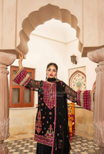 Chiffon 3 Piece Embroidered Hayat Karma Collection PITCH BLACK F-492