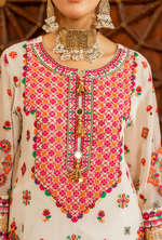 Chiffon 3 Piece Embroidered Hayat Karma Collection CHALK WHITE F-492