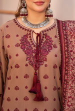 Winter Luxury 3 Piece Embroidered Mishaal Karma CollectionESPRESSO SKU:KC-1536